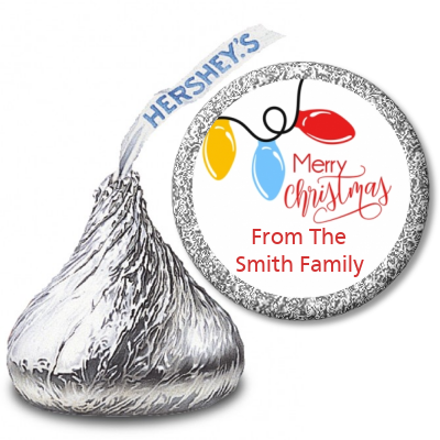 Merry Christmas Lights - Hershey Kiss Christmas Sticker Labels