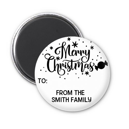  Merry Christmas Peppermint - Personalized Christmas Magnet Favors Black