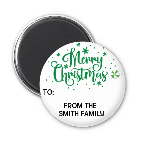  Merry Christmas Peppermint - Personalized Christmas Magnet Favors Black