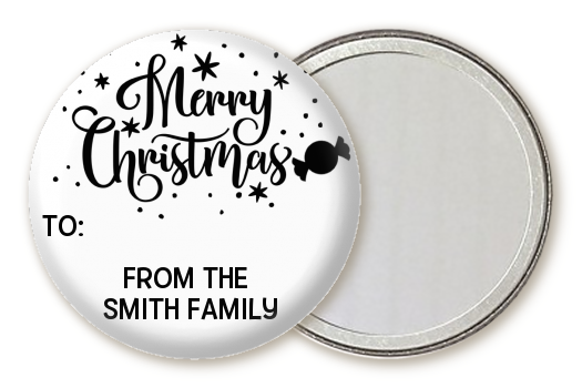  Merry Christmas Peppermint - Personalized Christmas Pocket Mirror Favors Black