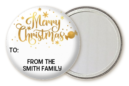  Merry Christmas Peppermint - Personalized Christmas Pocket Mirror Favors Black