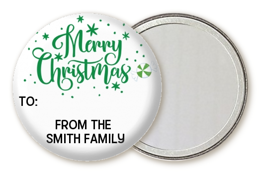  Merry Christmas Peppermint - Personalized Christmas Pocket Mirror Favors Black