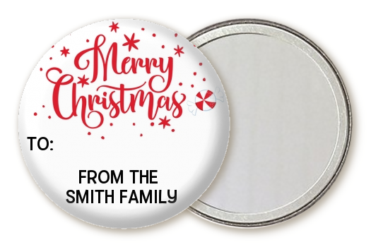  Merry Christmas Peppermint - Personalized Christmas Pocket Mirror Favors Black