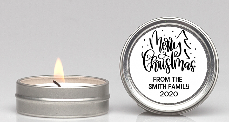  Merry Christmas with Tree - Christmas Candle Favors Black