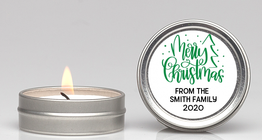  Merry Christmas with Tree - Christmas Candle Favors Black