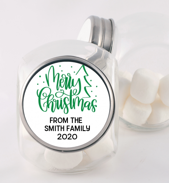  Merry Christmas with Tree - Personalized Christmas Candy Jar Black