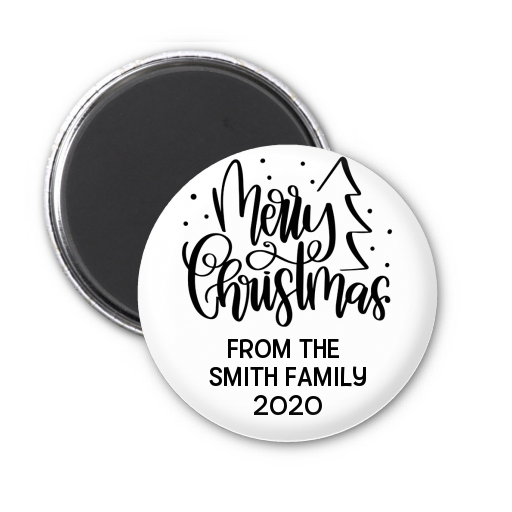  Merry Christmas with Tree - Personalized Christmas Magnet Favors Black