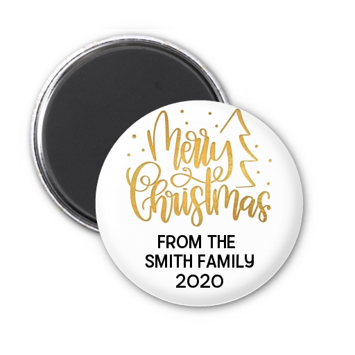  Merry Christmas with Tree - Personalized Christmas Magnet Favors Black