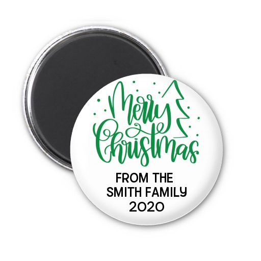  Merry Christmas with Tree - Personalized Christmas Magnet Favors Black
