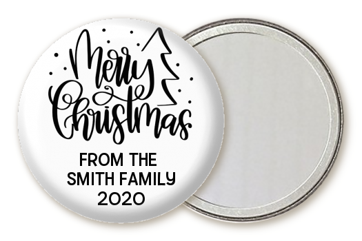  Merry Christmas with Tree - Personalized Christmas Pocket Mirror Favors Black