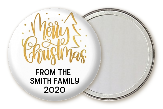  Merry Christmas with Tree - Personalized Christmas Pocket Mirror Favors Black