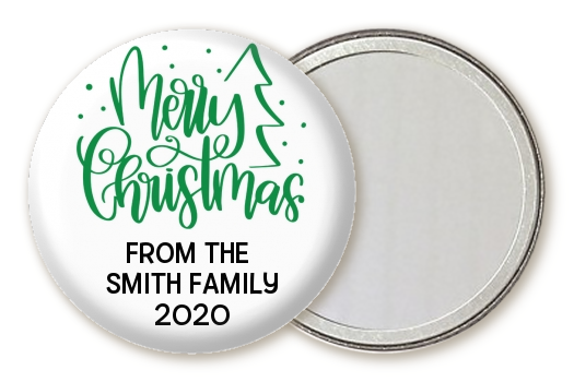  Merry Christmas with Tree - Personalized Christmas Pocket Mirror Favors Black