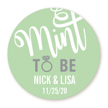  Mint To Be - Round Personalized Bridal Shower Sticker Labels 