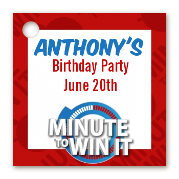 Minute To Win It Inspired - Personalized Birthday Party Card Stock Favor Tags