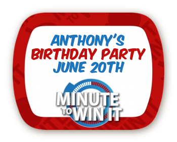 Minute To Win It Inspired - Personalized Birthday Party Rounded Corner Stickers