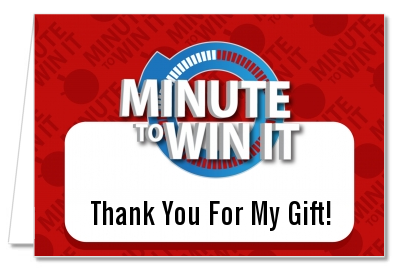 Minute To Win It Inspired - Birthday Party Thank You Cards