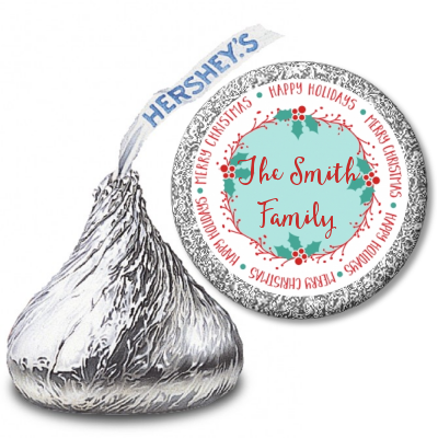 Mistletoe Wreath - Hershey Kiss Christmas Sticker Labels