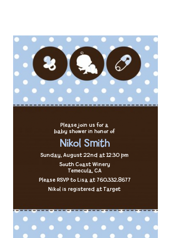 Modern Baby Boy Blue Polka Dots - Baby Shower Petite Invitations