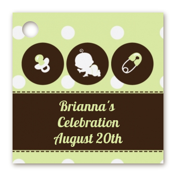 Modern Baby Green Polka Dots - Personalized Baby Shower Card Stock Favor Tags
