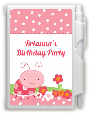 Modern Ladybug Pink - Baby Shower Personalized Notebook Favor