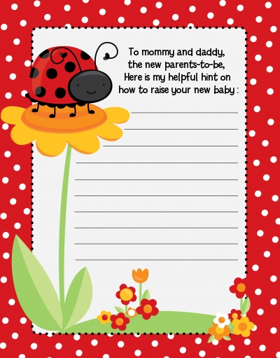 Modern Ladybug Red - Baby Shower Notes of Advice