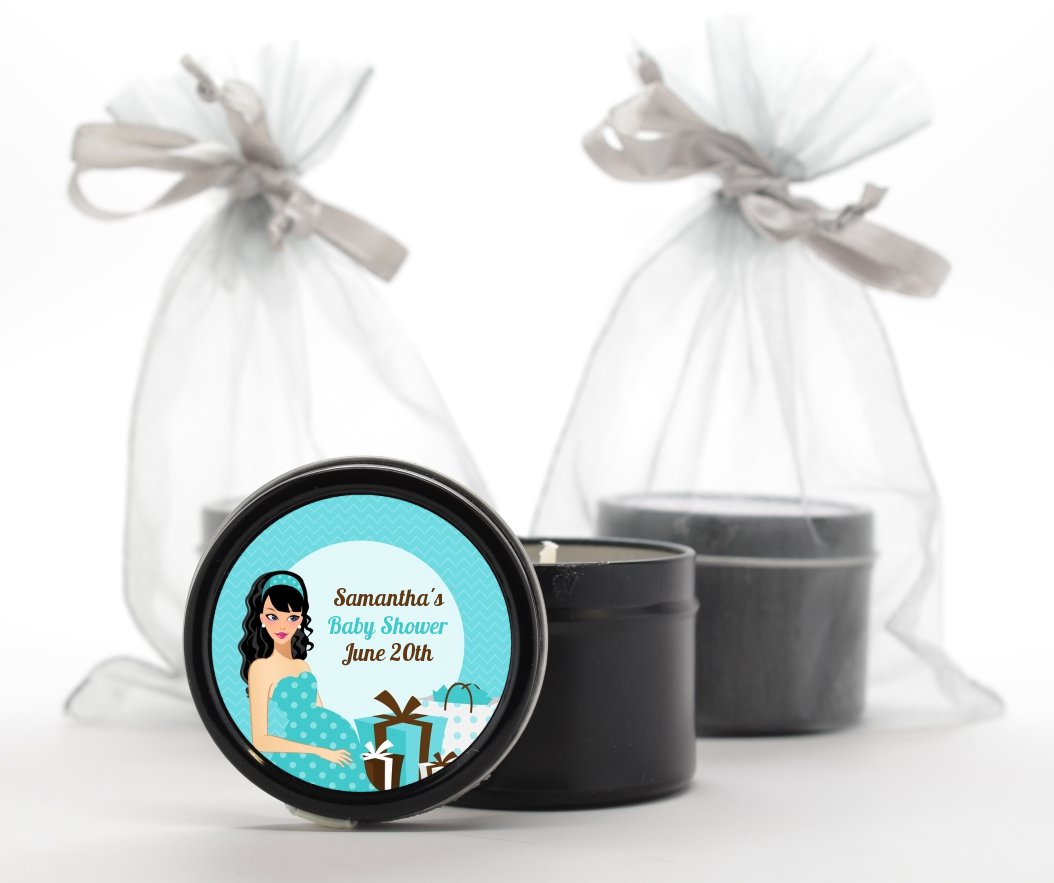  Modern Mommy Crib It's A Boy - Baby Shower Black Candle Tin Favors Black Hair A