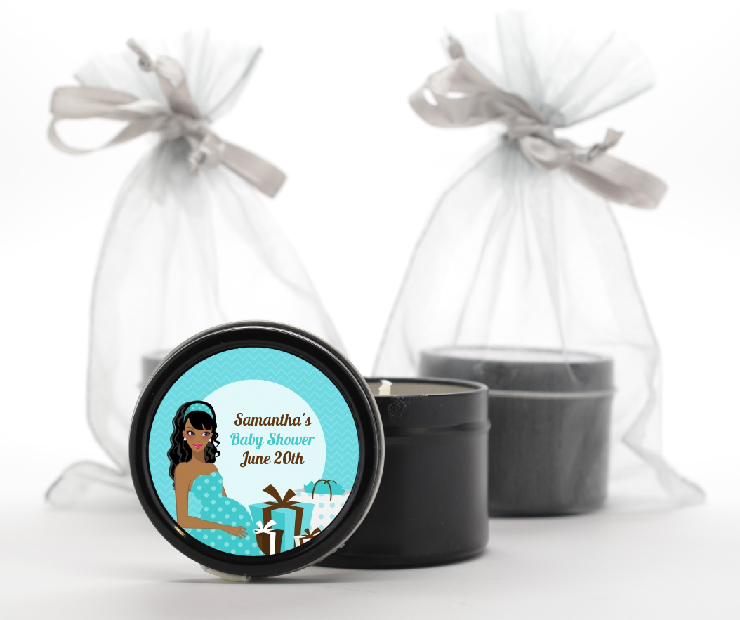  Modern Mommy Crib It's A Boy - Baby Shower Black Candle Tin Favors Black Hair A