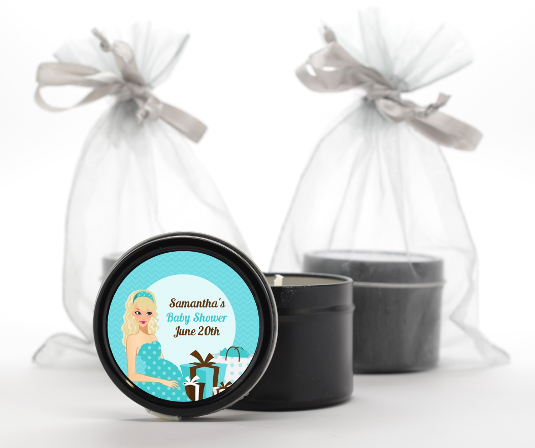  Modern Mommy Crib It's A Boy - Baby Shower Black Candle Tin Favors Black Hair A