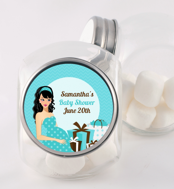  Modern Mommy Crib It's A Boy - Personalized Baby Shower Candy Jar Black Hair A