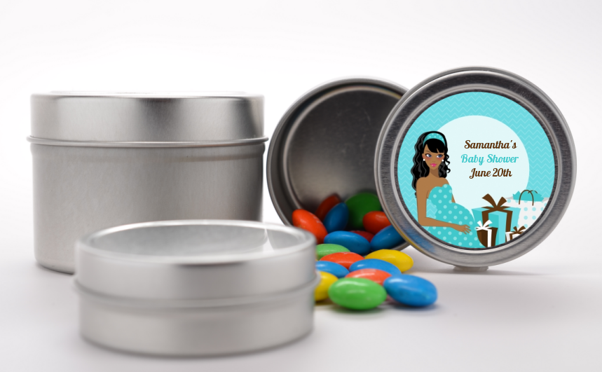  Modern Mommy Crib It's A Boy - Custom Baby Shower Favor Tins Black Hair A