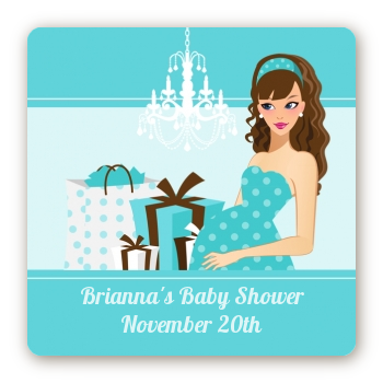  Modern Mommy Crib It's A Boy - Square Personalized Baby Shower Sticker Labels Black Hair A