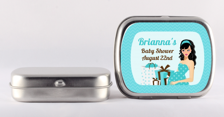  Modern Mommy Crib It's A Boy - Personalized Baby Shower Mint Tins Black Hair A