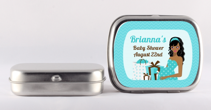  Modern Mommy Crib It's A Boy - Personalized Baby Shower Mint Tins Black Hair A