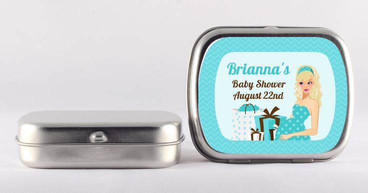  Modern Mommy Crib It's A Boy - Personalized Baby Shower Mint Tins Black Hair A
