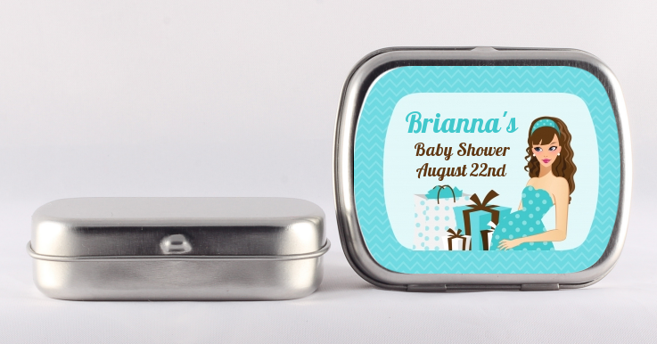  Modern Mommy Crib It's A Boy - Personalized Baby Shower Mint Tins Black Hair A