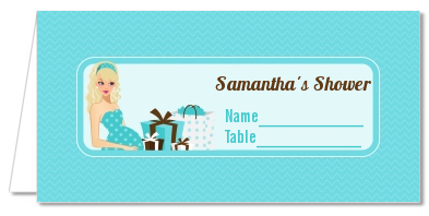  Modern Mommy Crib It's A Boy - Personalized Baby Shower Place Cards Black Hair A