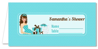  Modern Mommy Crib It's A Boy - Personalized Baby Shower Place Cards Black Hair A