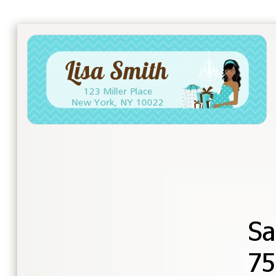  Modern Mommy Crib It's A Boy - Baby Shower Return Address Labels Black Hair A