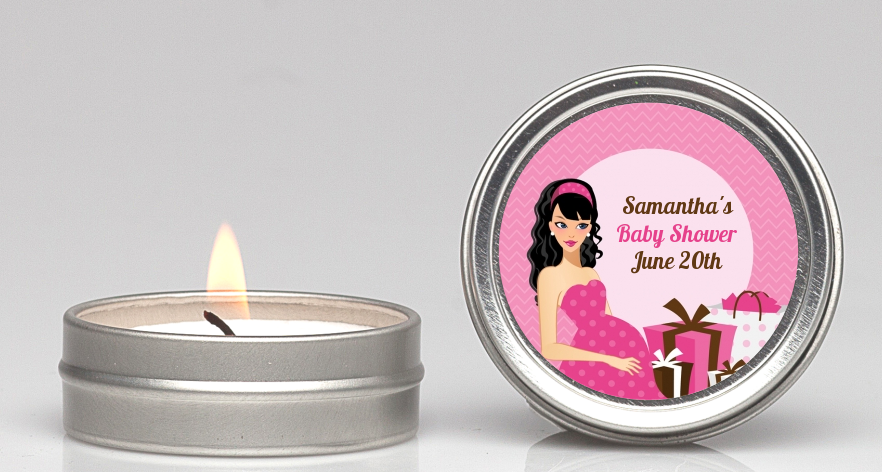  Modern Mommy Crib It's A Girl - Baby Shower Candle Favors Black Hair A