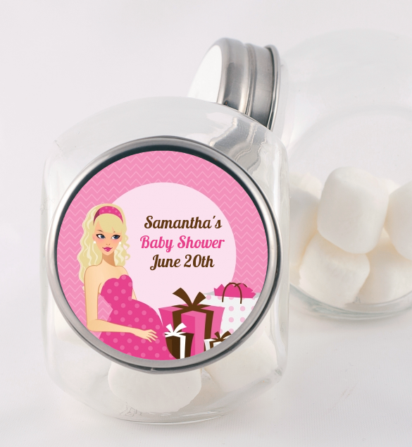  Modern Mommy Crib It's A Girl - Personalized Baby Shower Candy Jar Black Hair A