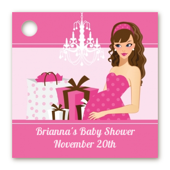  Modern Mommy Crib It's A Girl - Personalized Baby Shower Card Stock Favor Tags Black Hair A