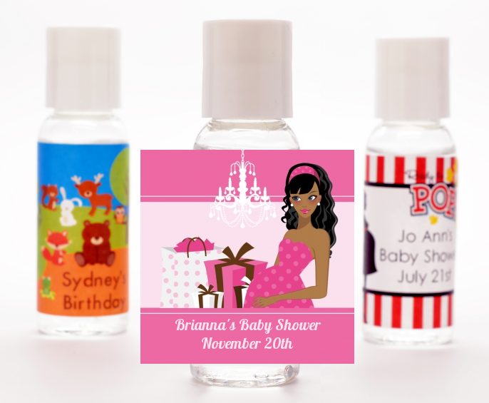  Modern Mommy Crib It's A Girl - Personalized Baby Shower Hand Sanitizers Favors Black Hair A