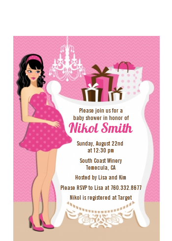  Modern Mommy Crib It's A Girl - Baby Shower Petite Invitations African American