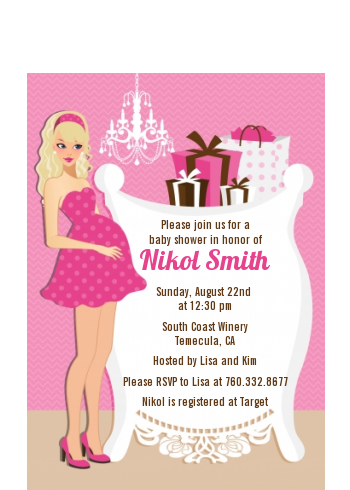  Modern Mommy Crib It's A Girl - Baby Shower Petite Invitations African American