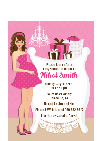  Modern Mommy Crib It's A Girl - Baby Shower Petite Invitations African American