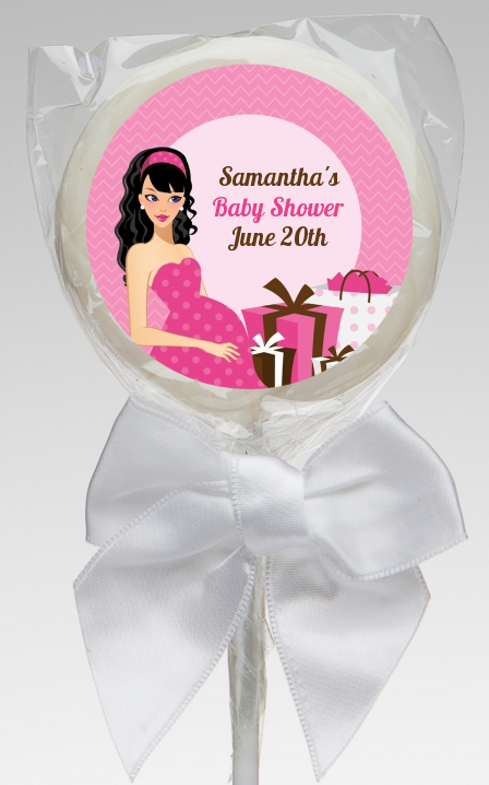  Modern Mommy Crib It's A Girl - Personalized Baby Shower Lollipop Favors Black Hair A