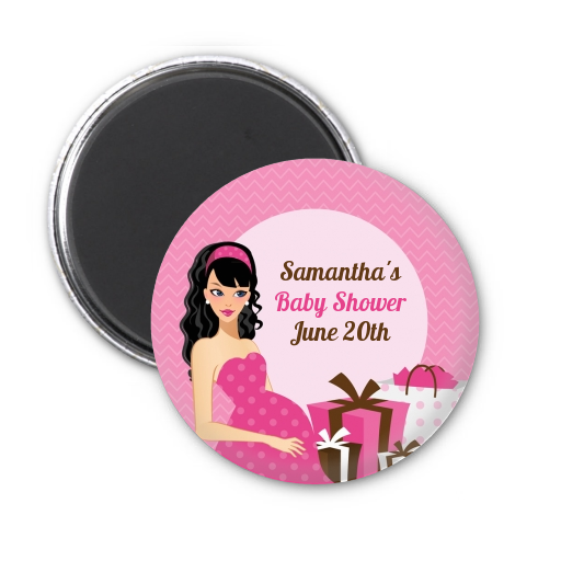  Modern Mommy Crib It's A Girl - Personalized Baby Shower Magnet Favors Black Hair A