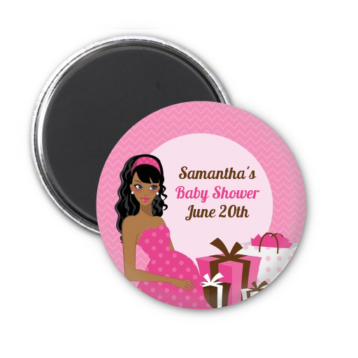  Modern Mommy Crib It's A Girl - Personalized Baby Shower Magnet Favors Black Hair A