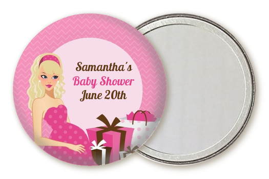  Modern Mommy Crib It's A Girl - Personalized Baby Shower Pocket Mirror Favors Black Hair A
