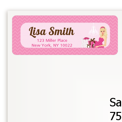  Modern Mommy Crib It's A Girl - Baby Shower Return Address Labels Black Hair A